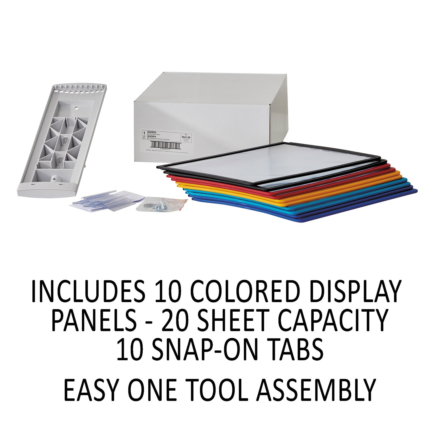 Sherpa Wall-Mount Reference System, 10 Gray Panels, Letter, Assorted Borders - 