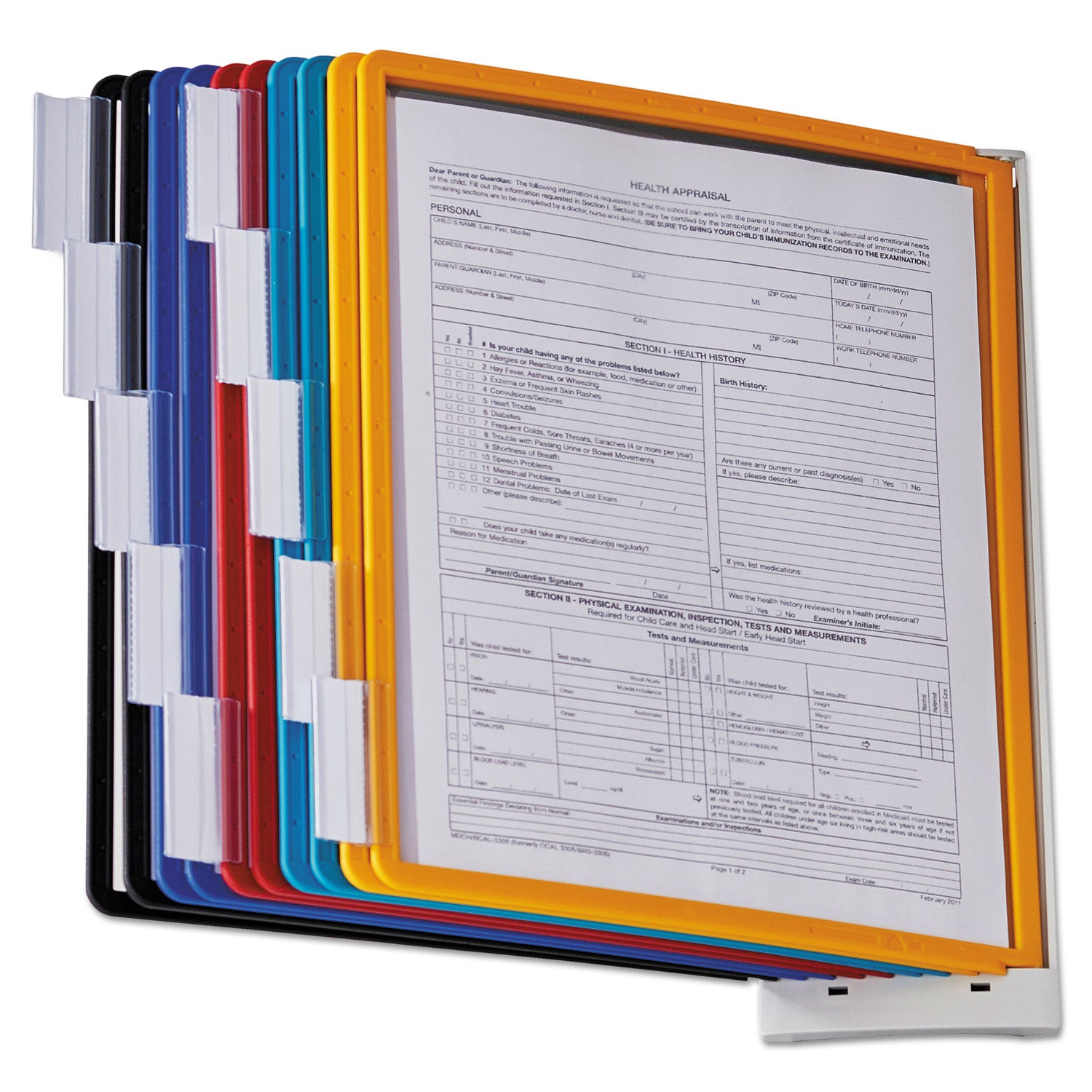 Sherpa Wall-Mount Reference System, 10 Gray Panels, Letter, Assorted Borders - 