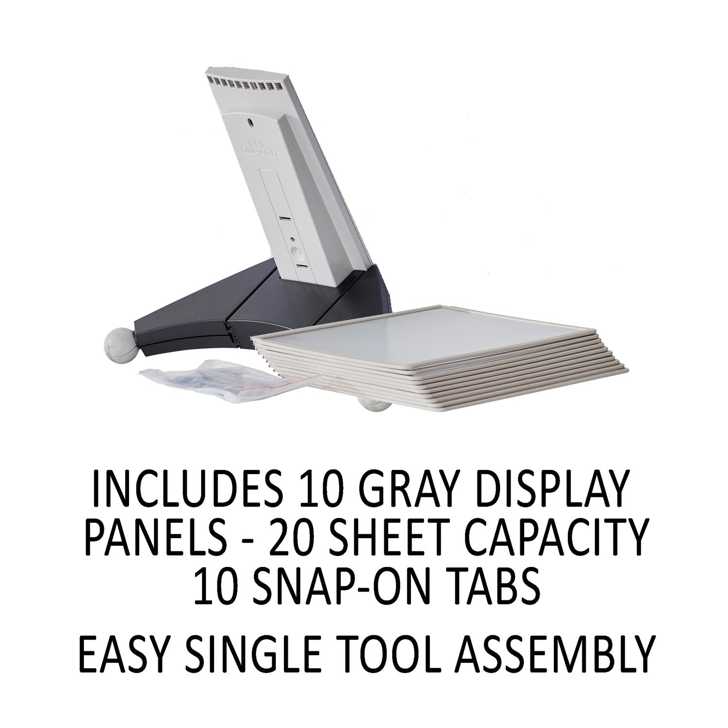 SHERPA Desk Reference System, 10 Panels, 10 x 5.88 x 13.5, Gray Borders - 