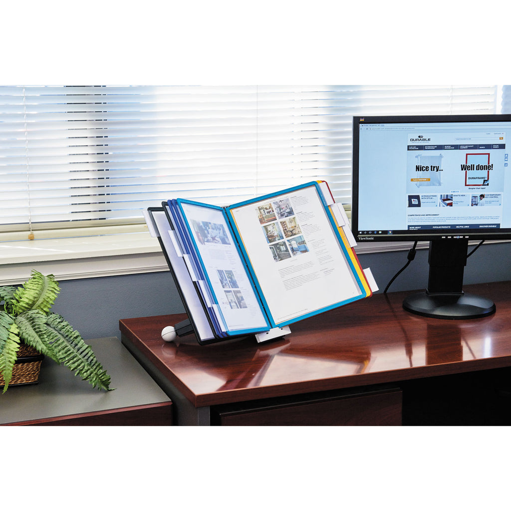 SHERPA Desk Reference System, 10 Panels, 10 x 5.63 x 13.88, Assorted Borders - 