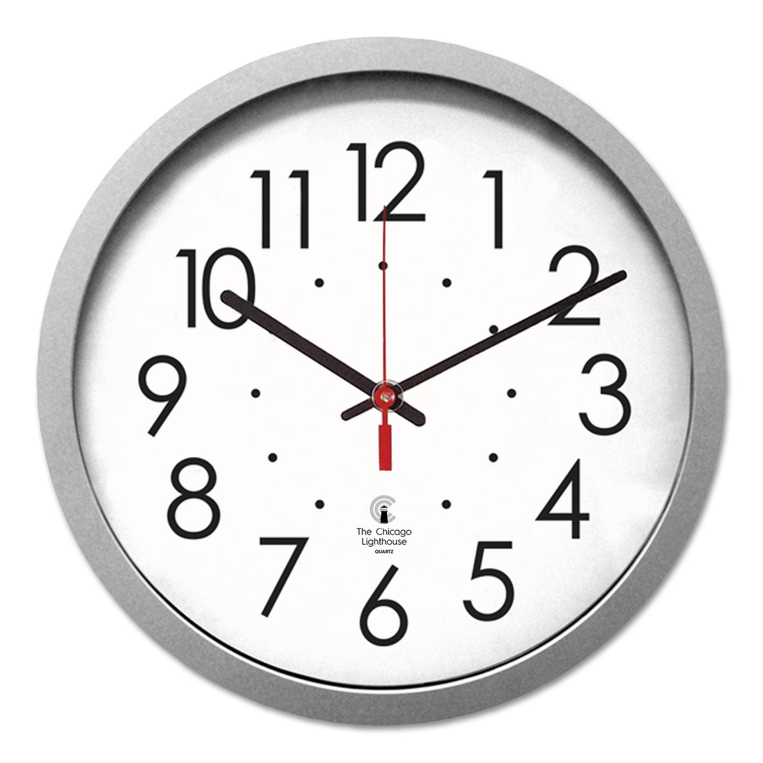 Silver Contemporary Clock, 14.5" Overall Diameter, Silver Case, 1 AA (sold separately) - 