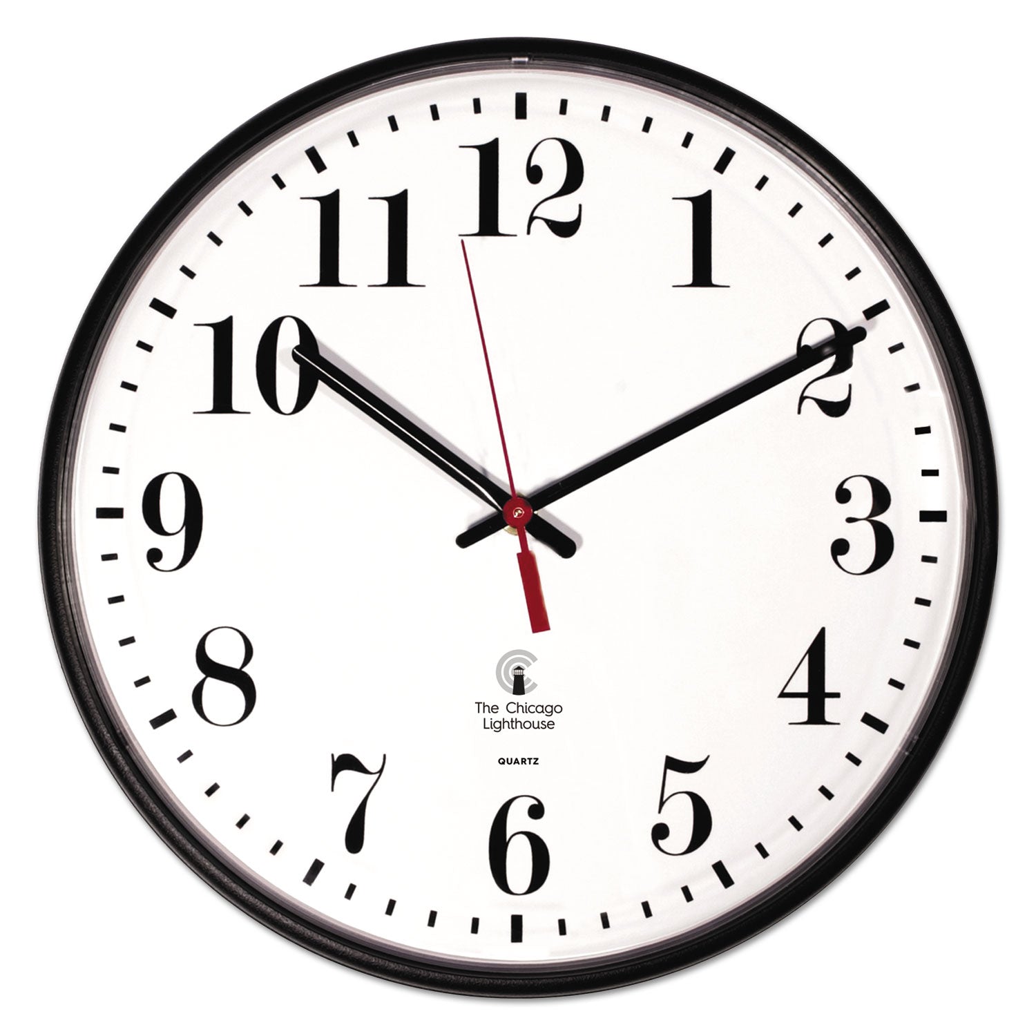 Quartz Slimline Clock, 12.75" Overall Diameter, Black Case, 1 AA (sold separately) - 