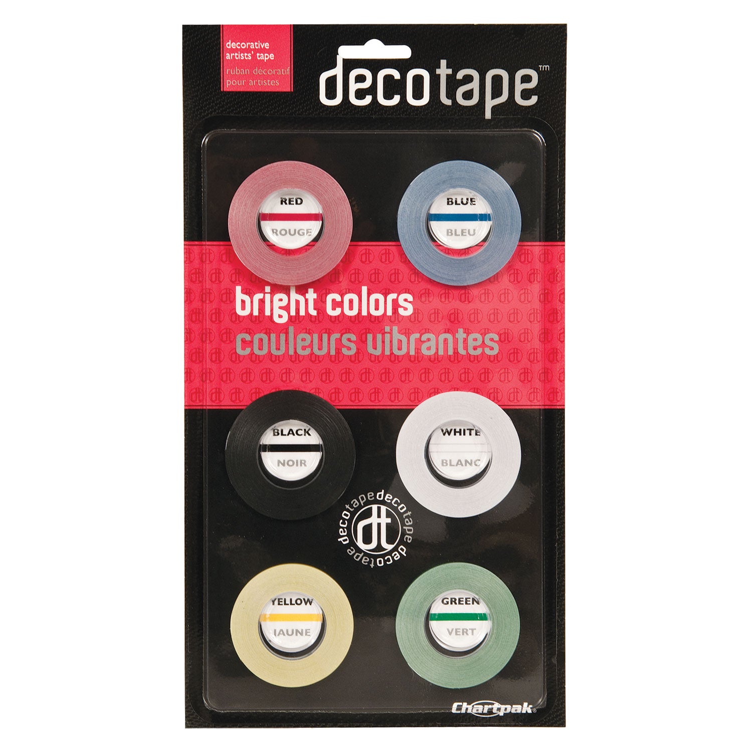 Deco Bright Decorative Tape, 1" Core, 0.13" x 27 ft, Assorted Colors, 6/Box - 