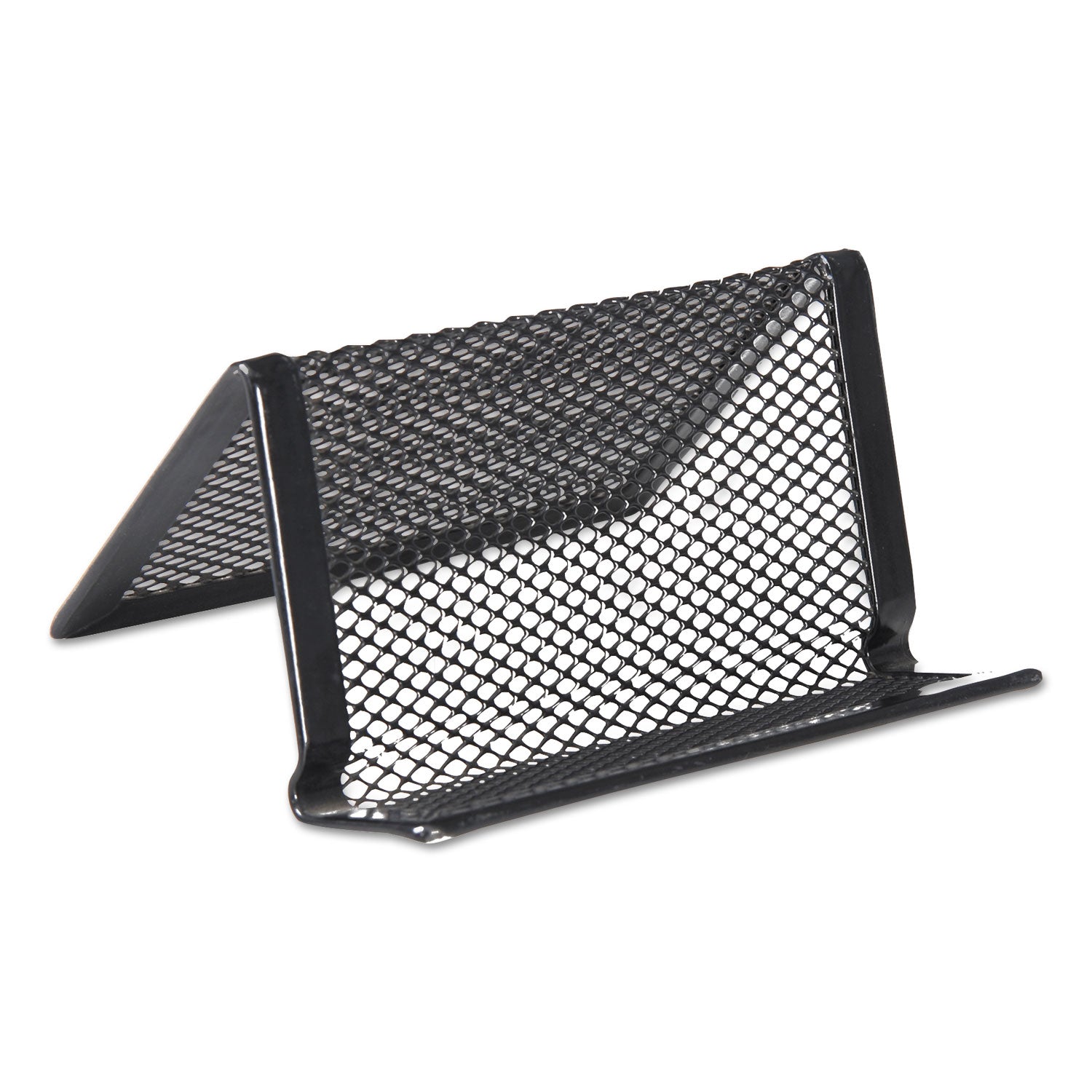 Mesh Metal Business Card Holder, Holds 50 2.25 x 4 Cards, 3.78 x 3.38 x 2.13, Black - 
