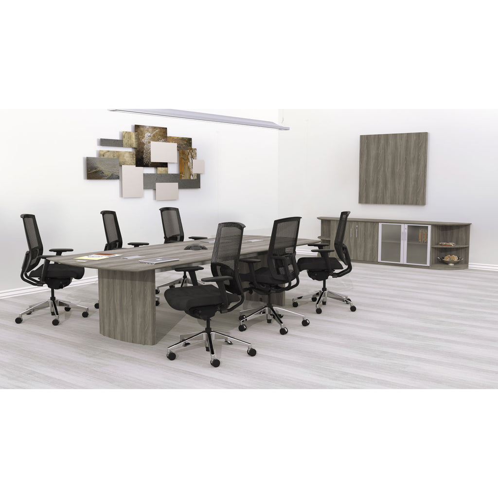 Medina Conference Table Top, Half-Section, Boat, 72w x 48d, Gray Steel - 