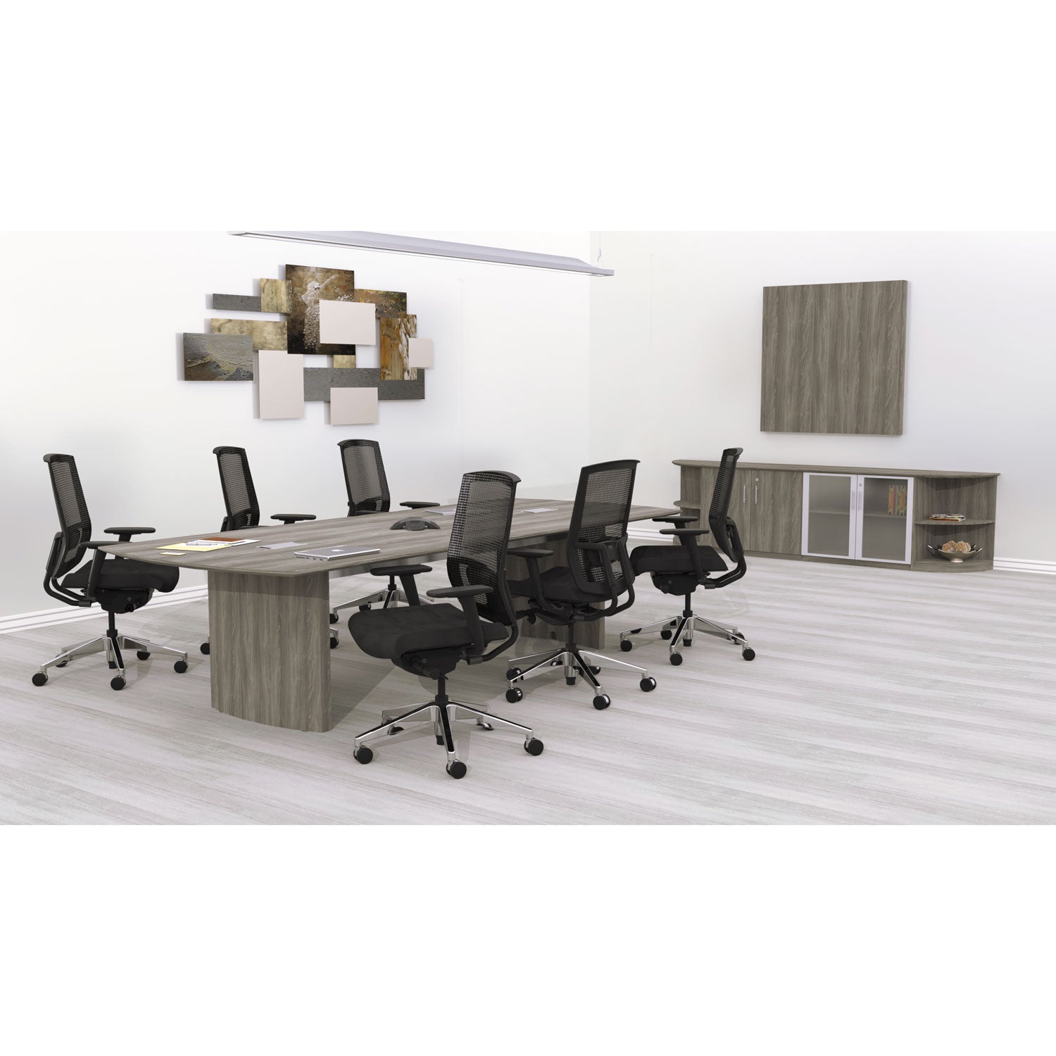 Medina Conference Table Top, Half-Section, Boat, 84w x 48d, Gray Steel - 