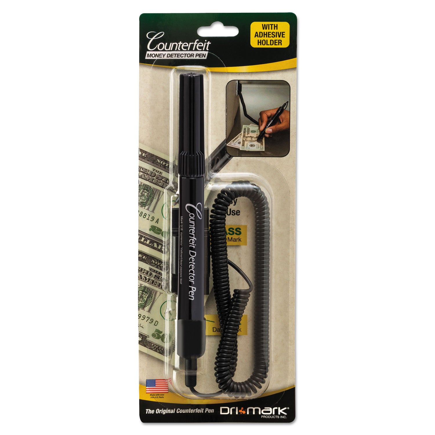 Smart-Money Counterfeit Bill Detector Pen with Coil and Clip, U.S. Currency - 