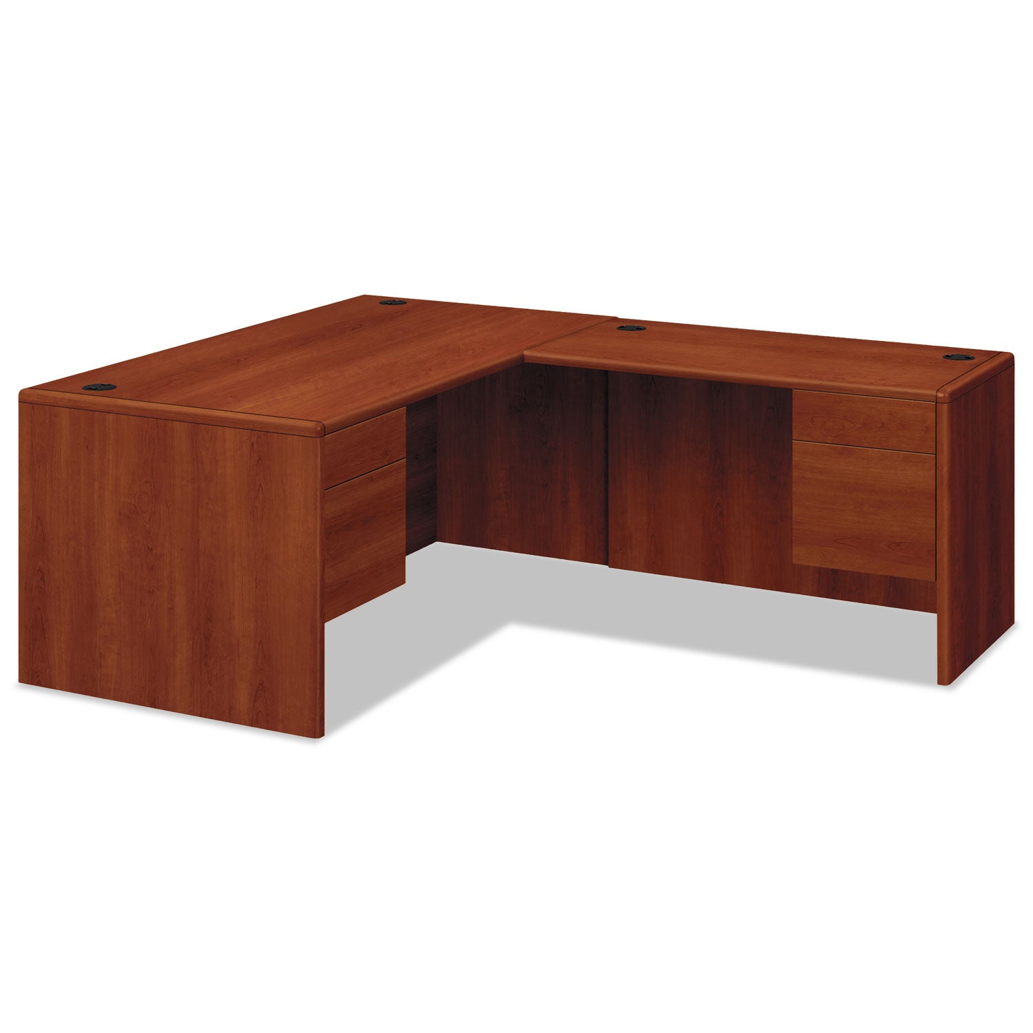 10700 Series "L" Workstation Desk with Three-Quarter Height Pedestal on Left, 66" x 30" x 29.5", Cognac - 