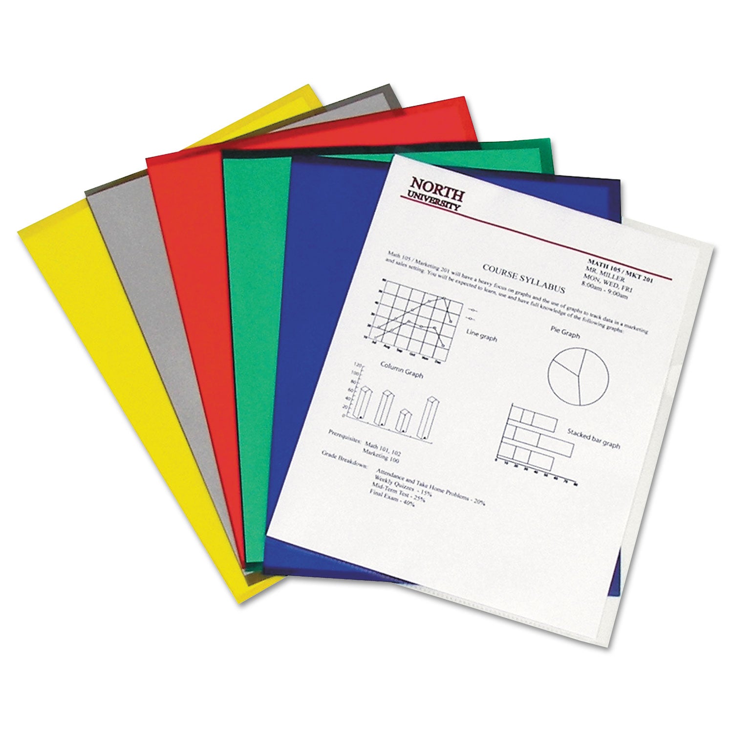 Antimicrobial Protected Poly Project Folders, Letter Size, Clear, 25/Box - 
