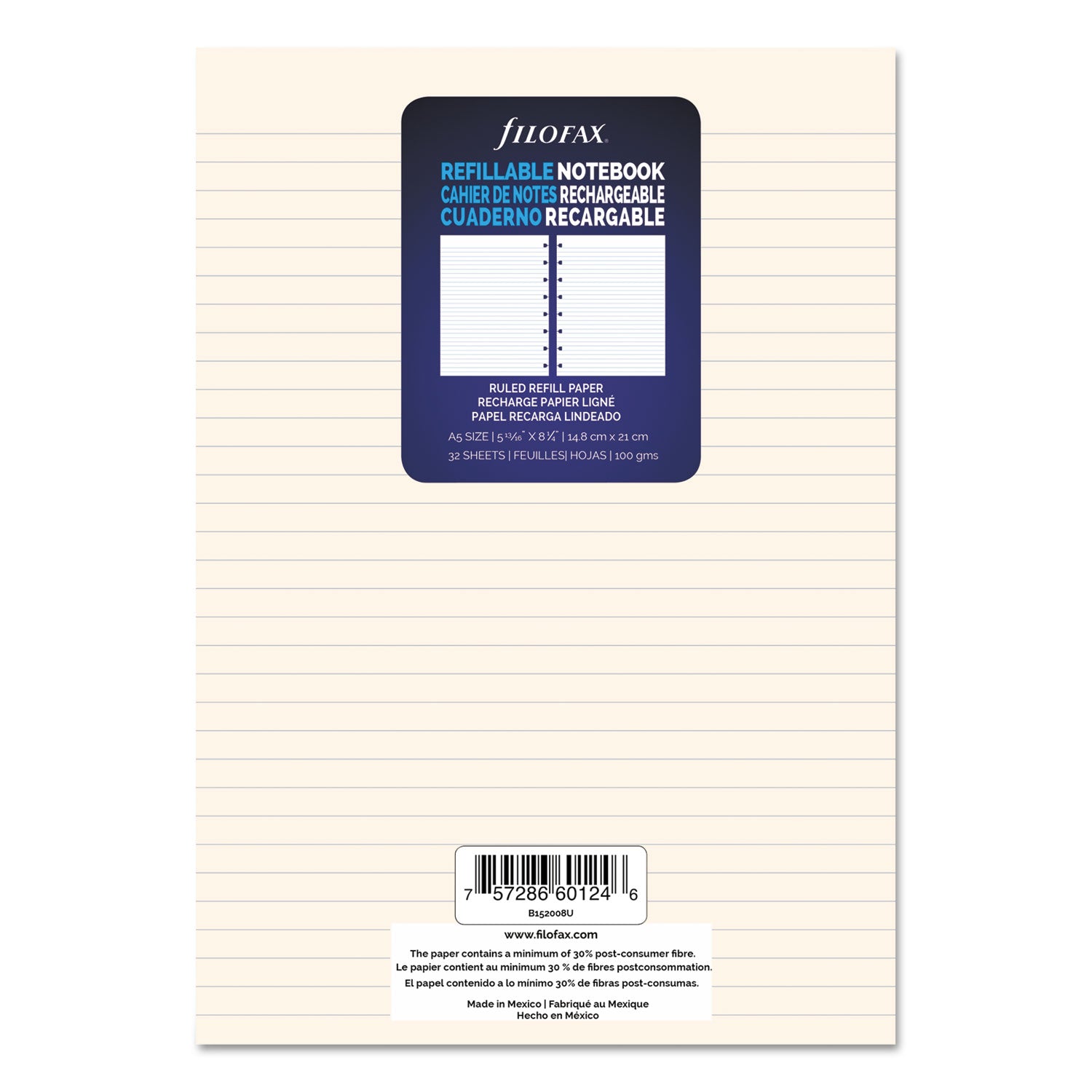 Notebook Refills, 8-Hole, 8.25 x 5.81, Narrow Rule, 32/Pack - 