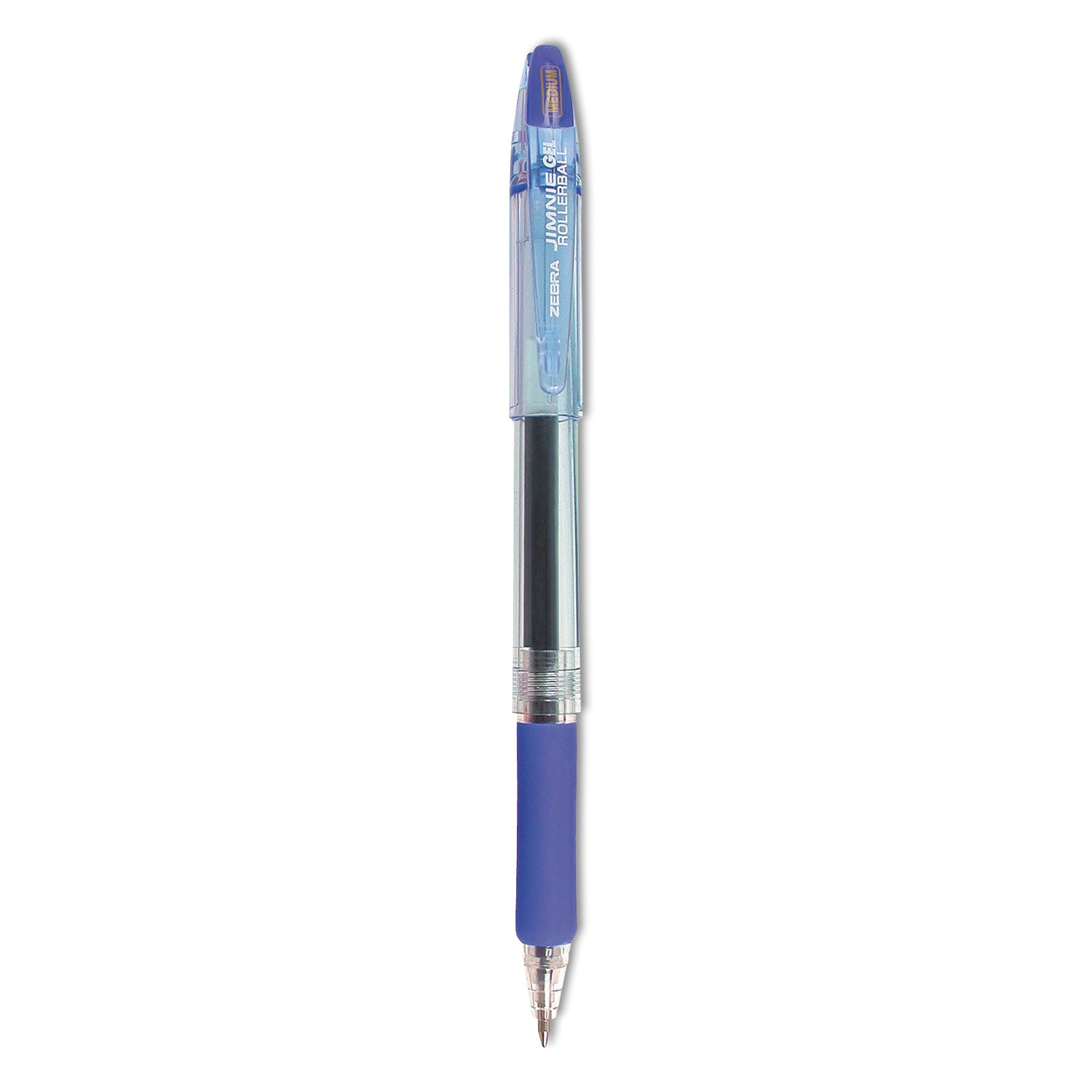 Jimnie Gel Pen, Stick, Medium 0.7 mm, Blue Ink, Clear/Blue Barrel, 12/Pack - 