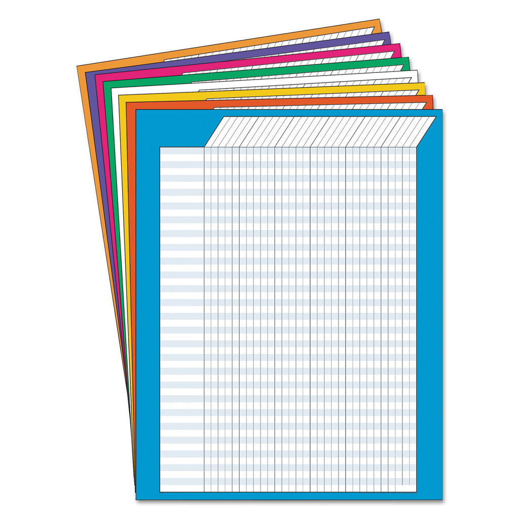 Jumbo Vertical Incentive Chart Pack, 22 x 28, Vertical Orientation, Assorted Colors with Assorted Borders, 8/Pack