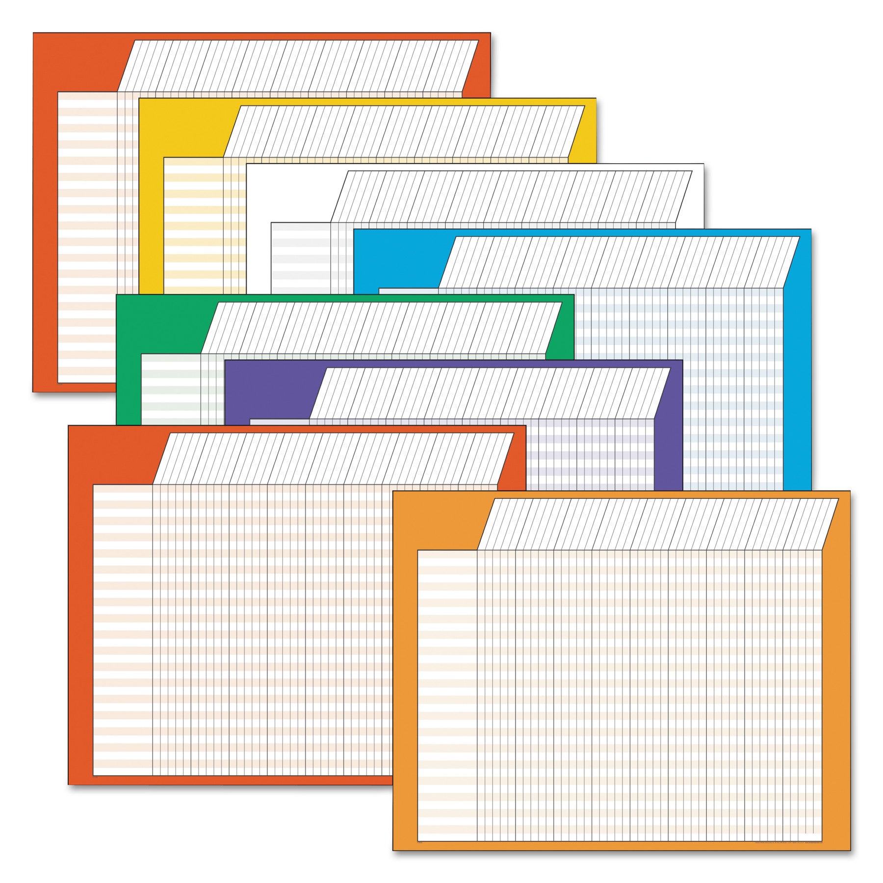 Jumbo Horizontal Incentive Chart Pack, 28 x 22, Assorted Colors with Assorted Borders, 8/Pack - 