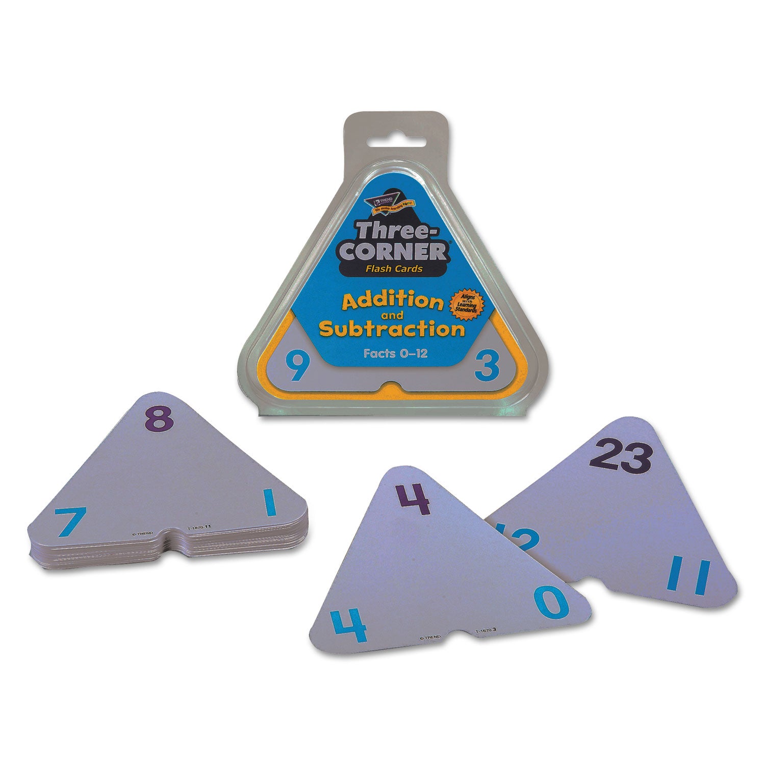 Three-Corner Flash Cards, Addition/Subtraction, 5.5 x 5.5, 48/Set - 