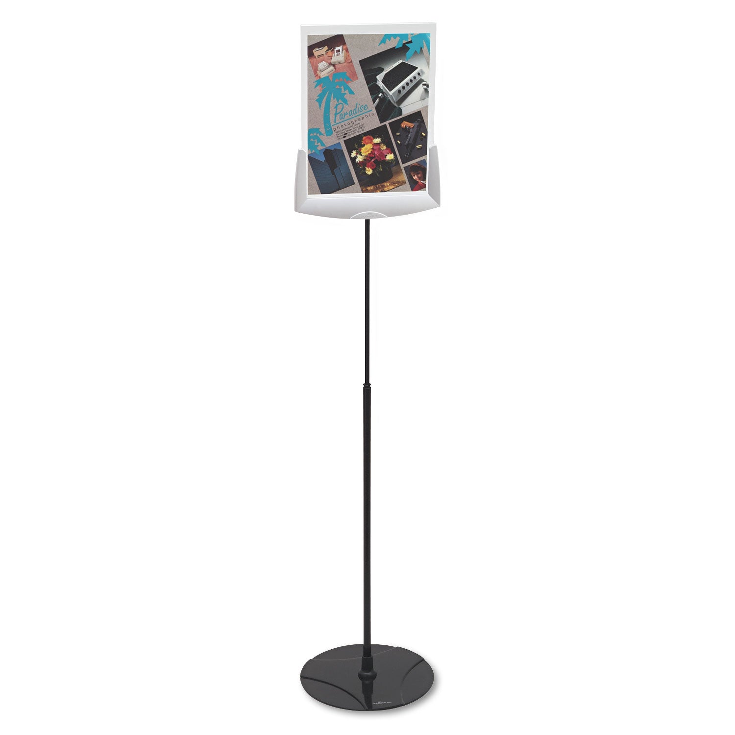 Sherpa Infobase Sign Stand, Acrylic/Metal, 40" to 60" High, Gray - 