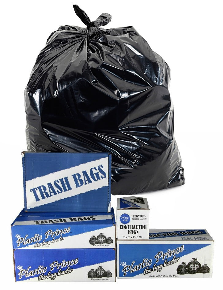 22" x 14" x 50" 55 Gal 3 Mil Black Trash Bags, 100/Case