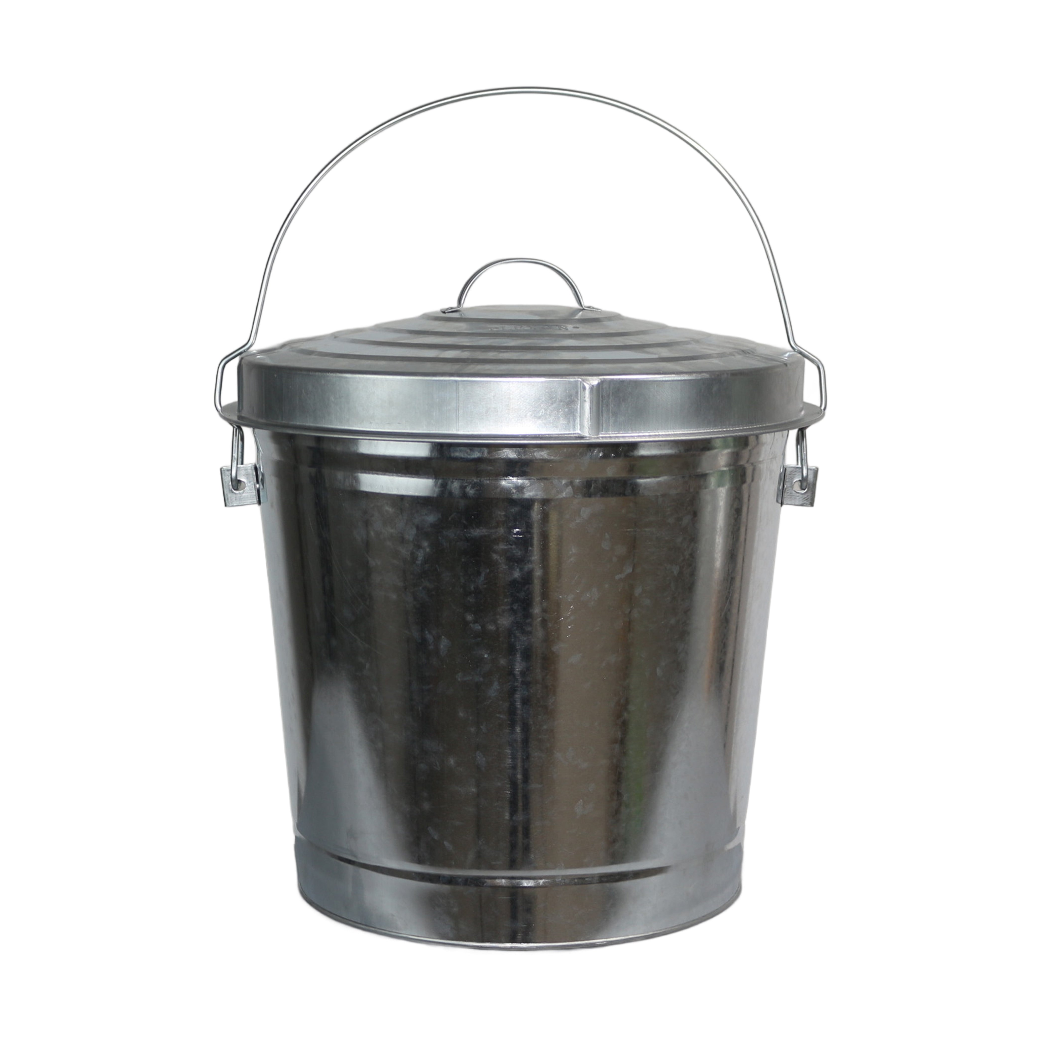 10-Gallon Galvanized Steel Round Fire Resistant Trash Can with Lid