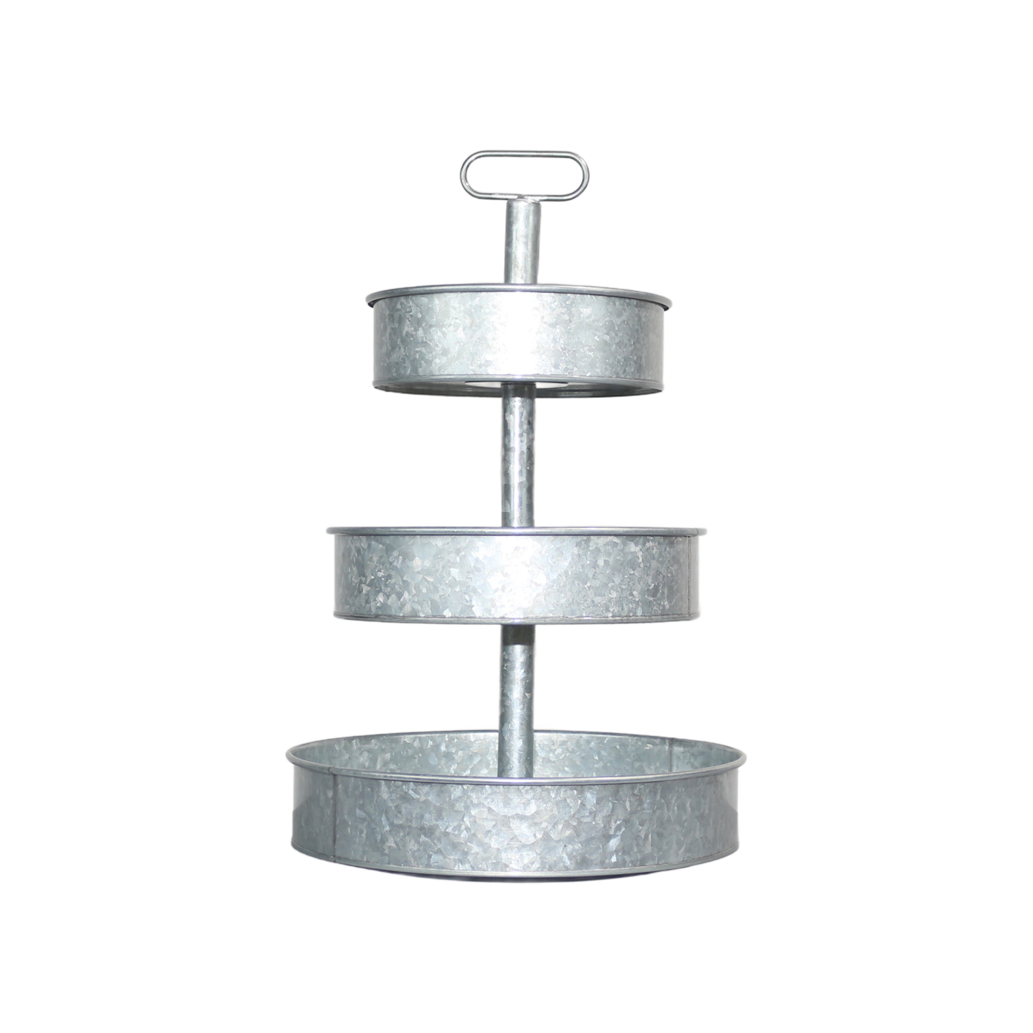 3 Tier Galvanized Metal Round Serving Tray