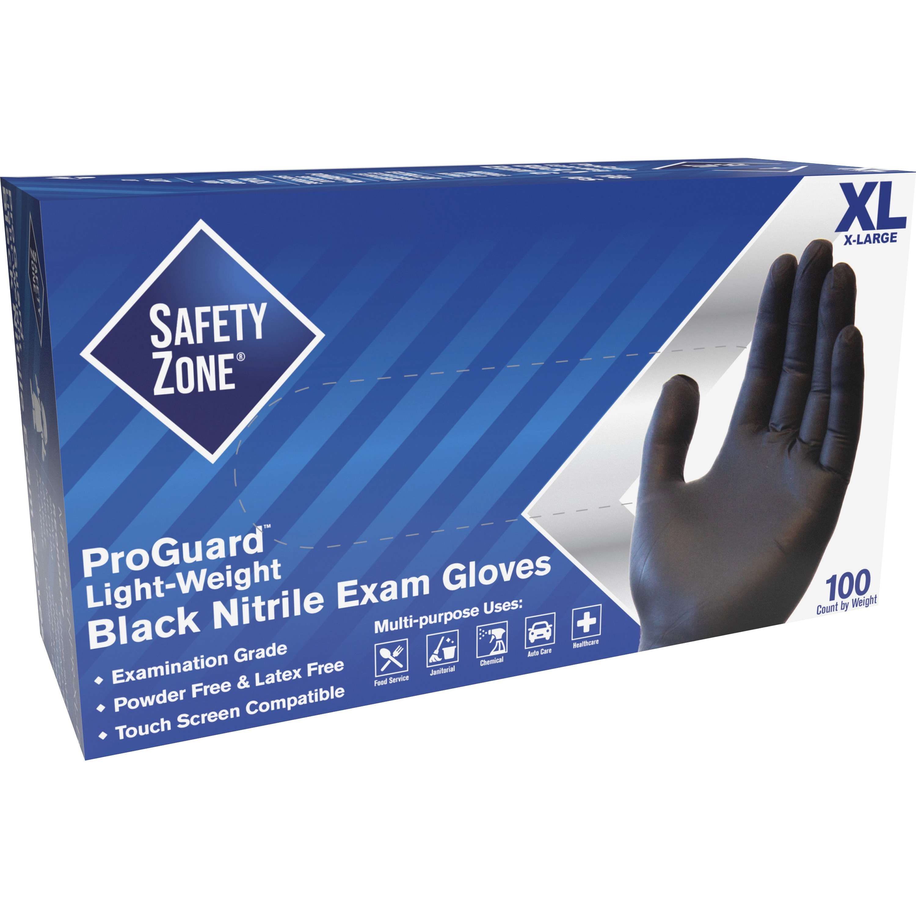 ProGuard Powder Free Nitrile Gloves, X-Large, Black, 100/Box
