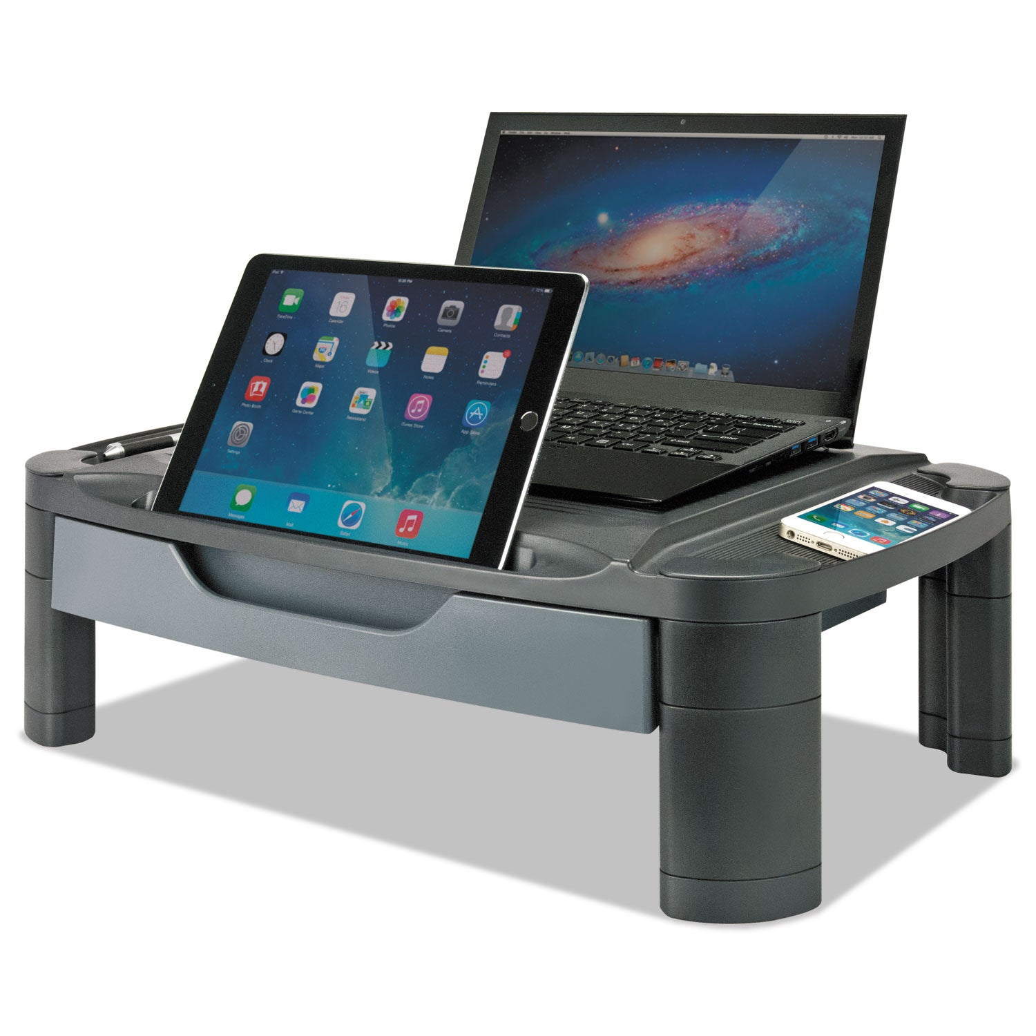 3-in-1-cart-stand-plastic-3-shelves-1-drawer-100-lb-capacity-2163-x-1375-x-2475-black-gray_aleu3n1bl - 4