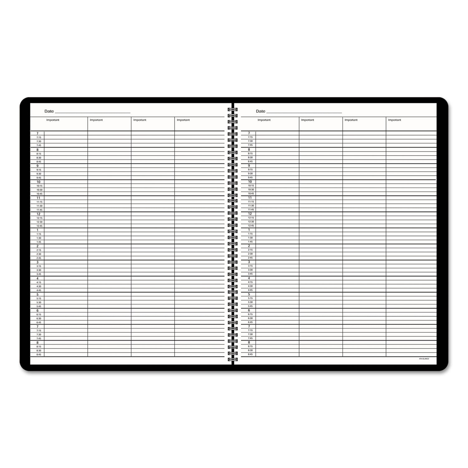 Four-Person Group Undated Daily Appointment Book, 10.88 x 8.5, Black Cover, 12-Month (Jan to Dec): Undated