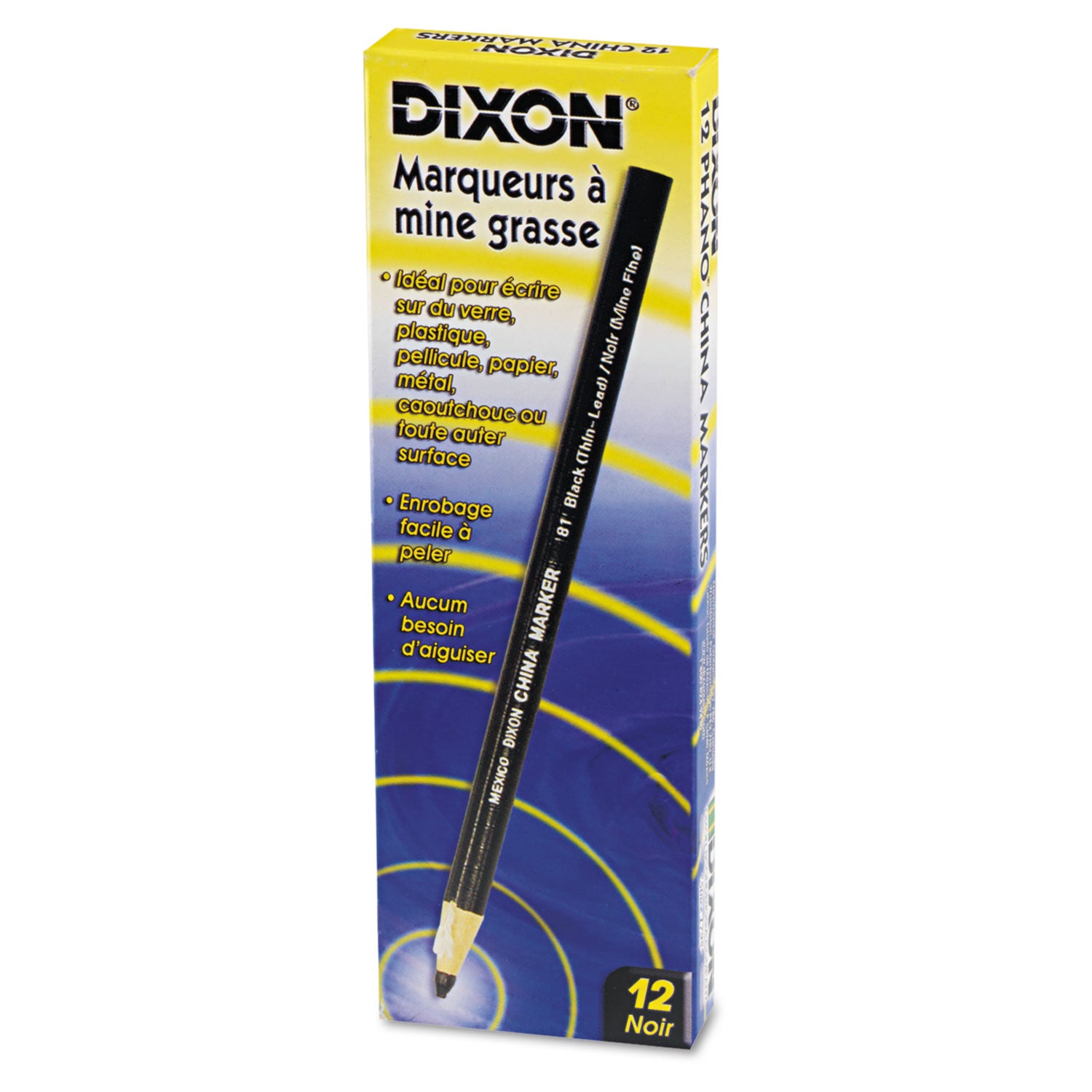 China Marker, Black, Thin Lead, Dozen - 