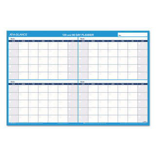 90/120-Day Undated Horizontal Erasable Wall Planner, 36 x 24, White/Blue Sheets, Undated - 