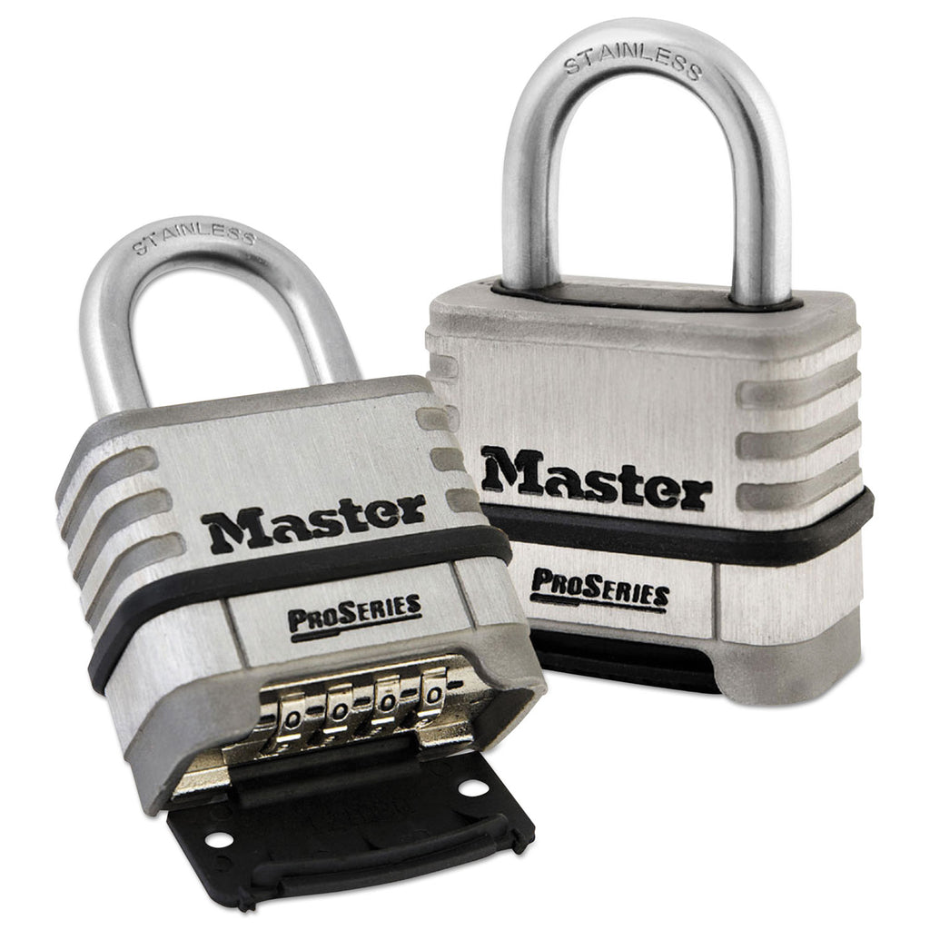 ProSeries Stainless Steel Easy-to-Set Combination Lock, Stainless Steel, 2.18" Wide - 1