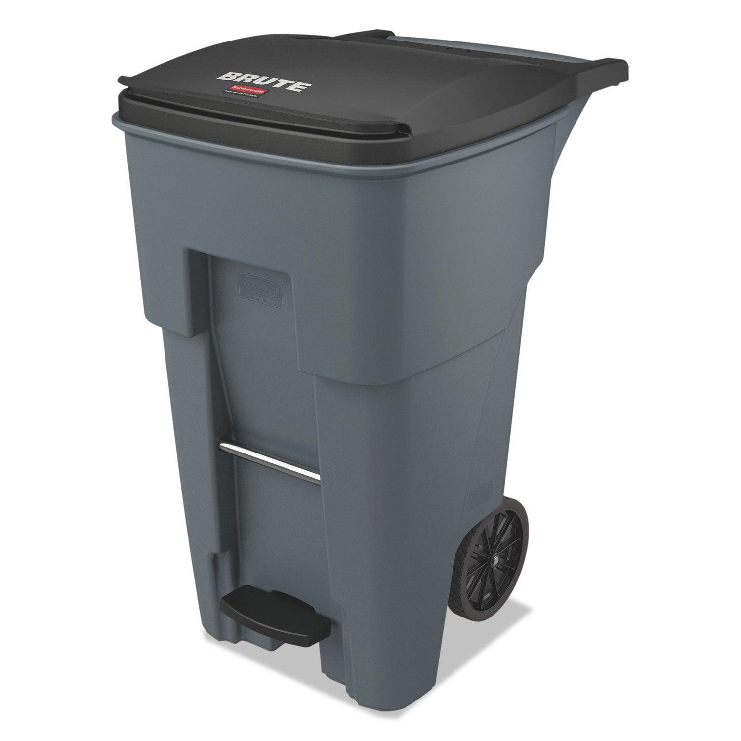Rubbermaid Commercial 1971968 65 Gallon BRUTE Step-On Rollout Container - Gray - Step-on Opening - Rollout Lid - 65 gal Capacity - Manual - Heavy Duty, Wheels, Reinforced, Handle, Easy to Clean - 44.7" Height x 25.3" Width - High-density Polyethylene