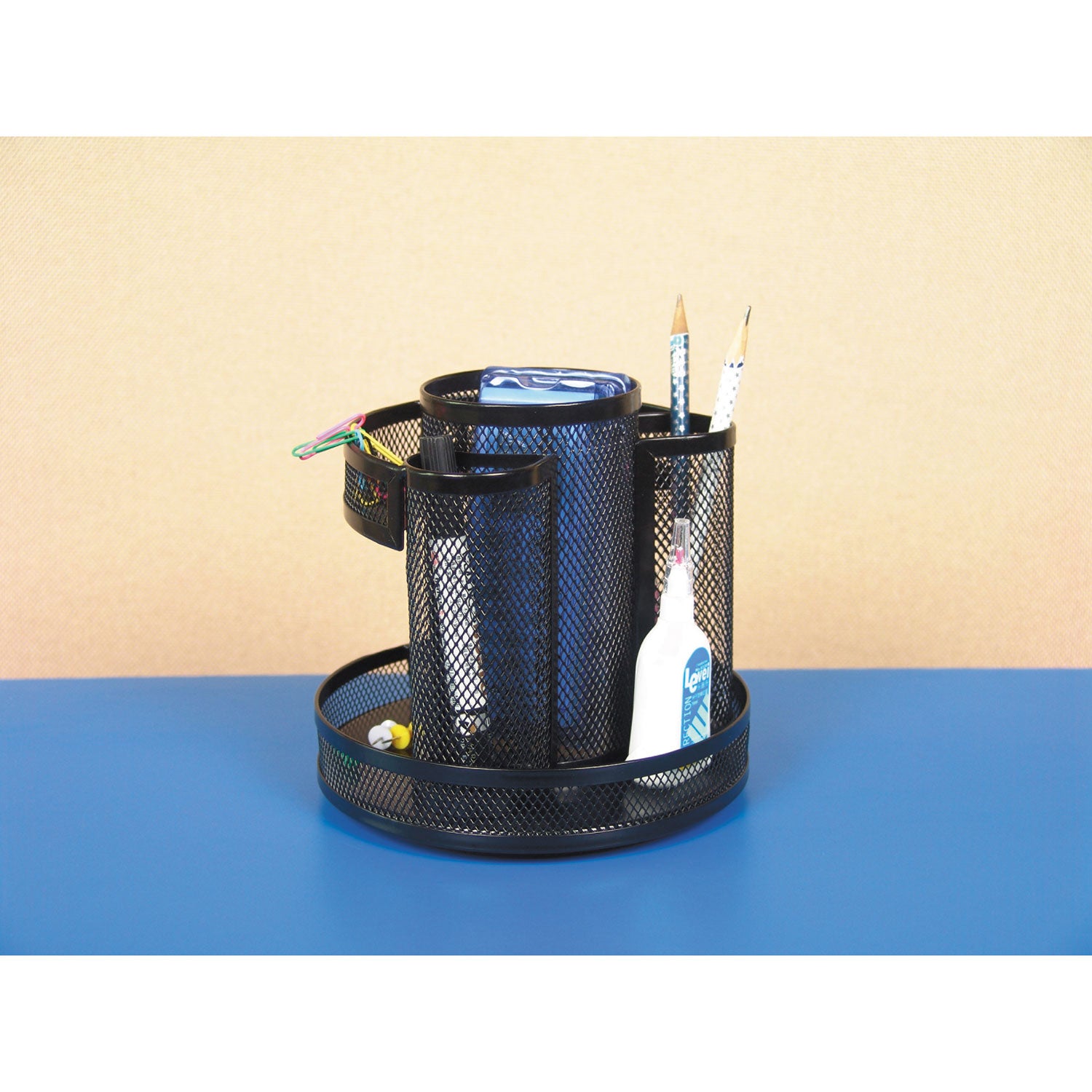 metal-mesh-rotating-desktop-organizer-8-compartments-metal-mesh-65-diameter-x-613h-black_unv20022 - 3