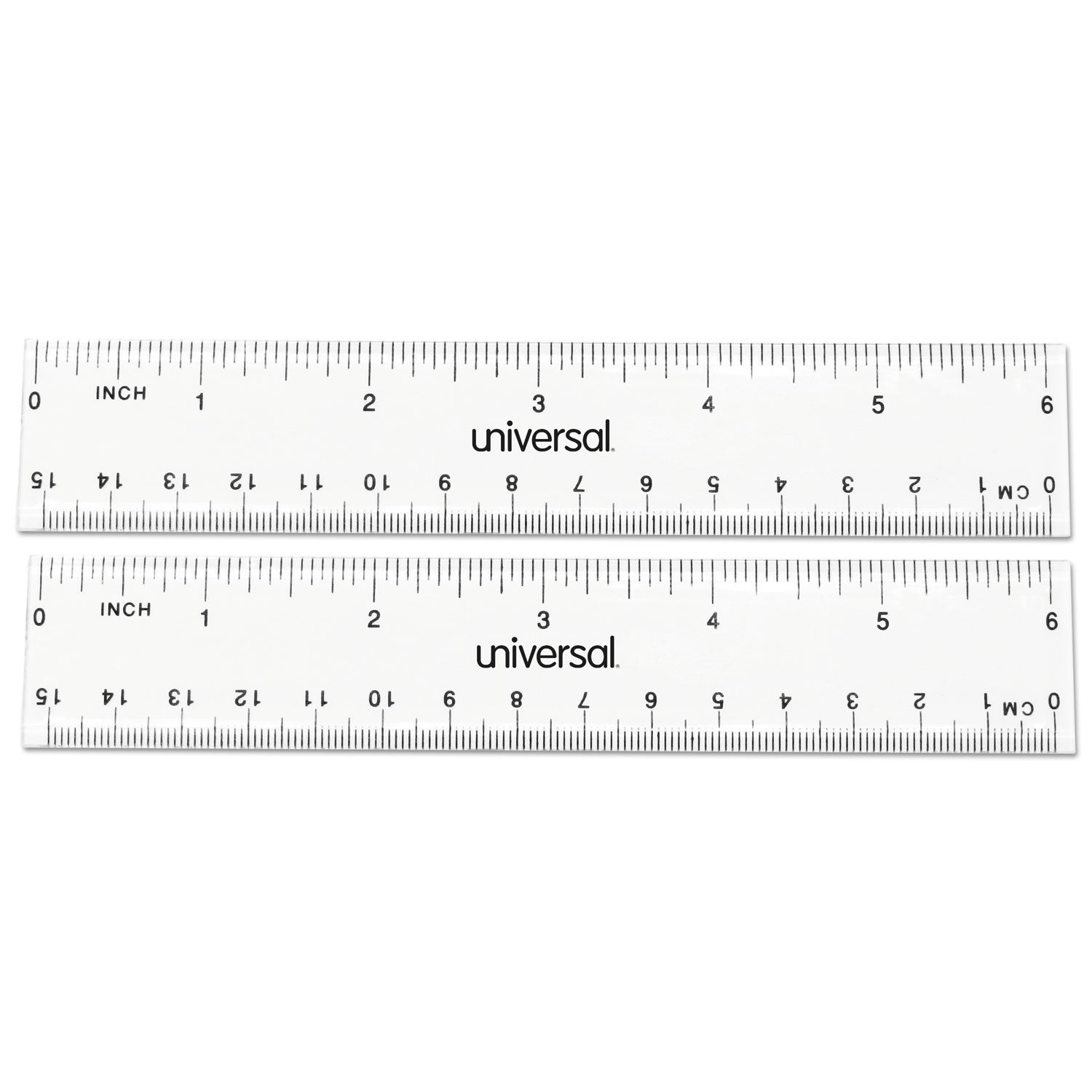 clear-plastic-ruler-standard-metric-6-long-clear-2-pack_unv59025 - 2
