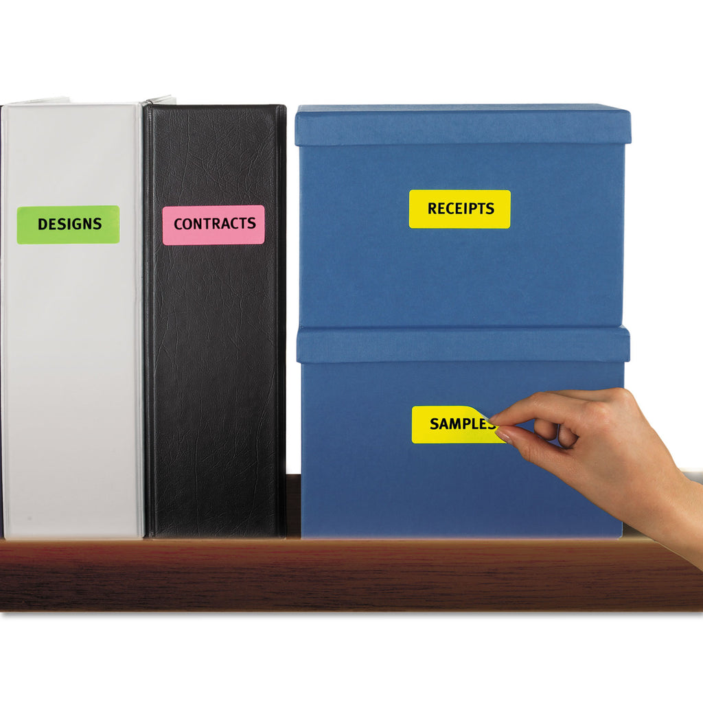 High-Vis Removable Laser/Inkjet ID Labels w/ Sure Feed, 1 x 2.63, Neon, 360/PK