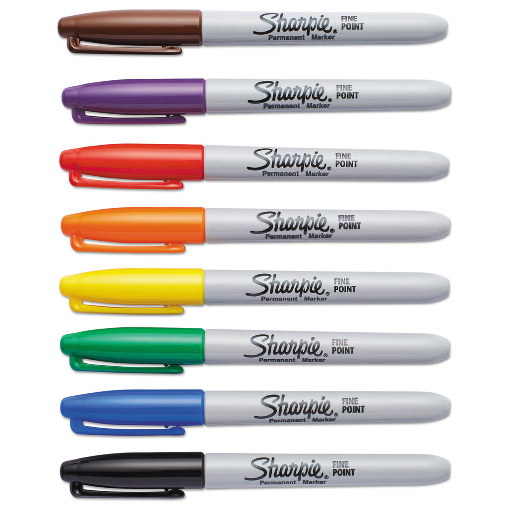 Fine Tip Permanent Marker, Fine Bullet Tip, Assorted Colors, 8/Set