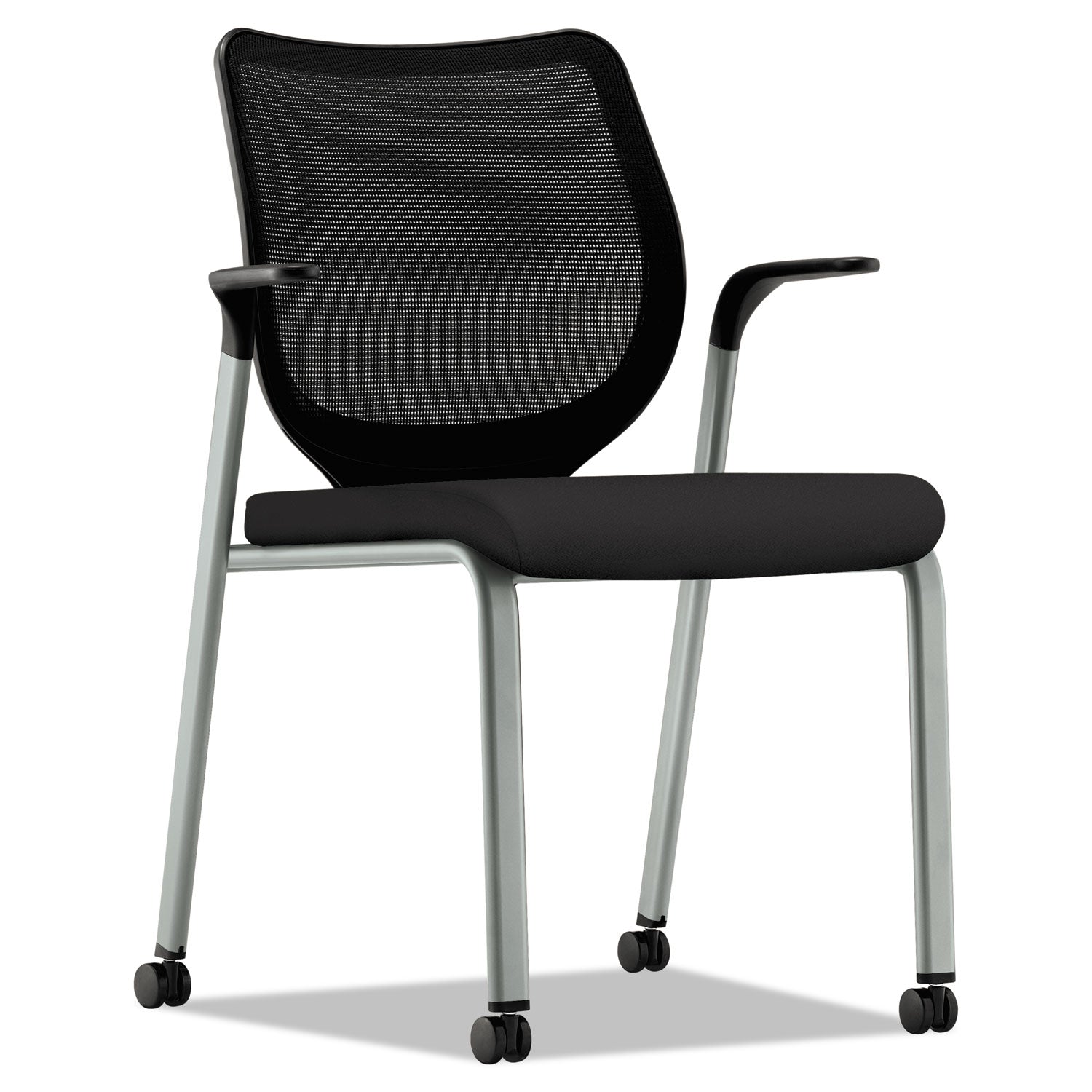 nucleus-series-multipurpose-stacking-chair-with-ilira-stretch-m4-back-supports-up-to-300-lb-black-seat-back-platinum-base_honn606hcu10t1 - 1