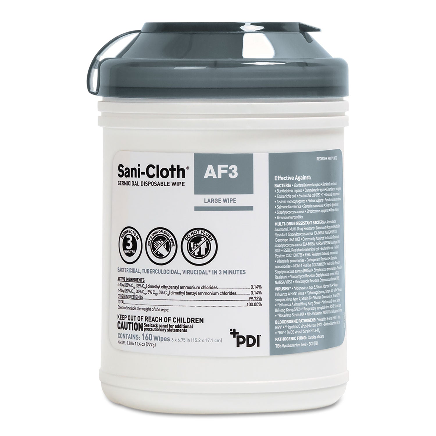 sani-cloth-af3-germicidal-disposable-wipes-6-x-675-white-160-wipes-canister-12-canisters-carton_nicp13872 - 1