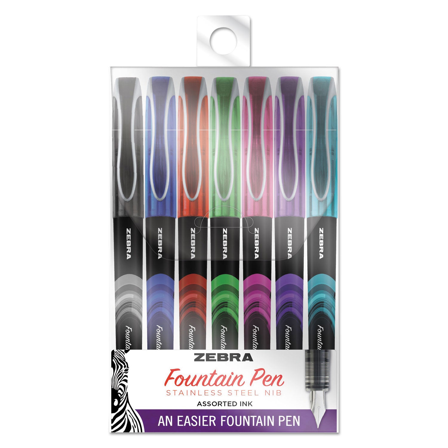 fountain-pen-fine-06-mm-assorted-ink-and-barrel-colors-7-pack_zeb48307 - 1