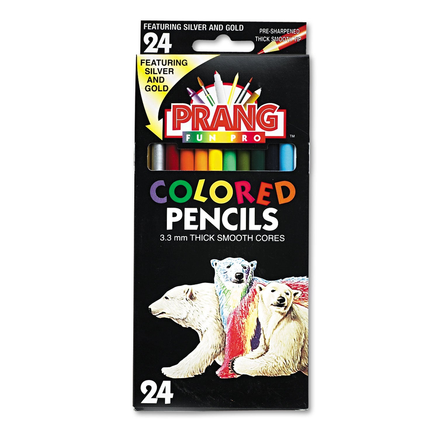 Colored Pencil Sets, 3.3 mm, 2B, Assorted Lead and Barrel Colors, 24/Pack - 