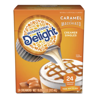 Flavored Liquid Non-Dairy Coffee Creamer, Caramel Macchiato, Mini Cups, 24/Box