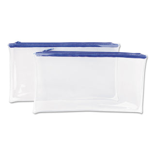 zippered-wallets-cases-transparent-plastic-11-x-6-clear-blue-2-pack_unv69025 - 1