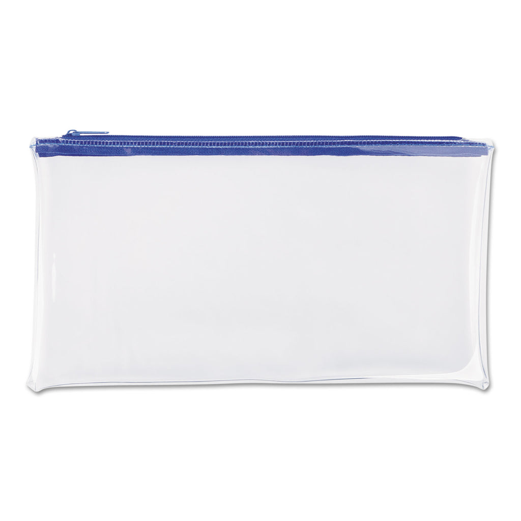 Zippered Wallets/Cases, Transparent Plastic, 11 x 6, Clear/Blue, 2/Pack