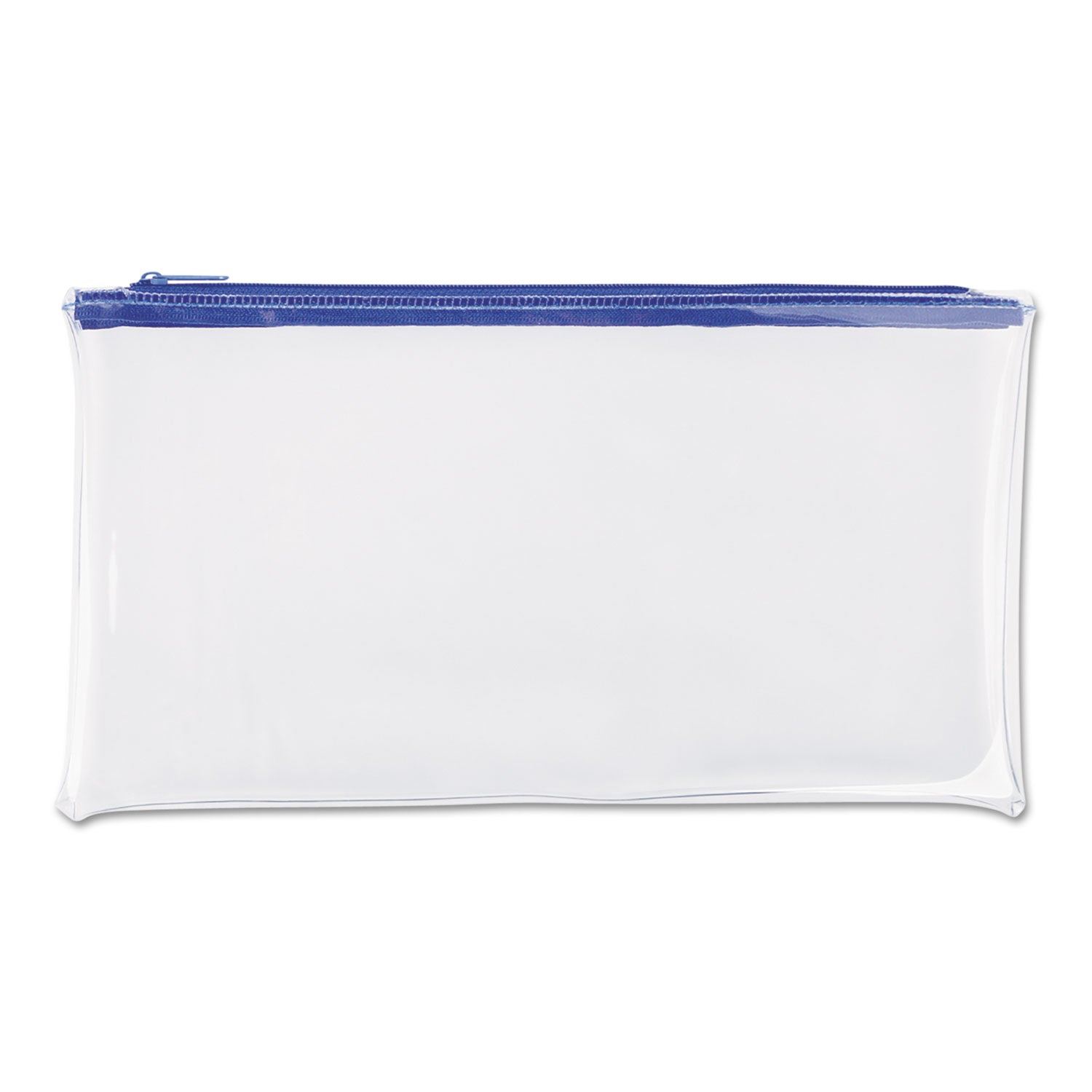 Zippered Wallets/Cases, Transparent Plastic, 11 x 6, Clear/Blue, 2/Pack