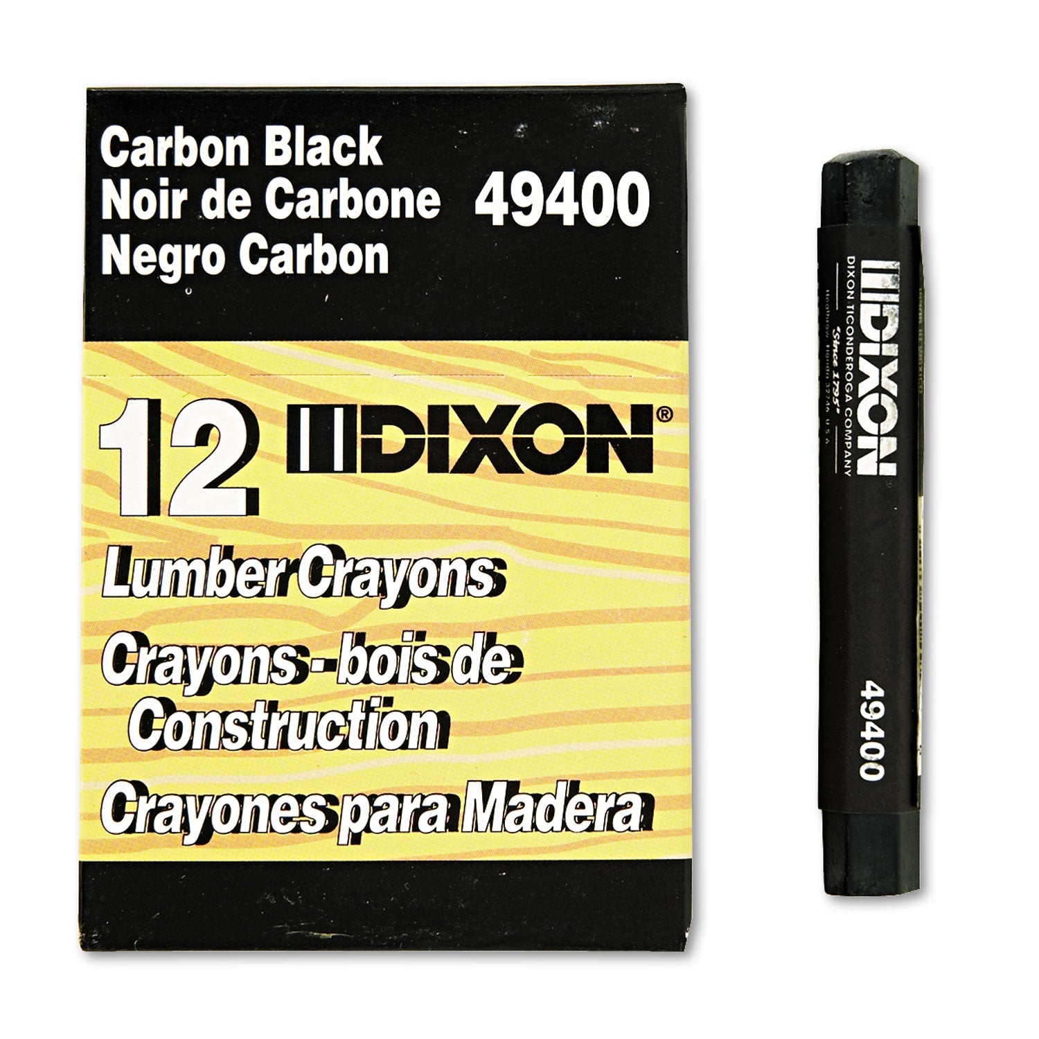 Lumber Crayons, 4.5 x 0.5, Carbon Black, Dozen - 