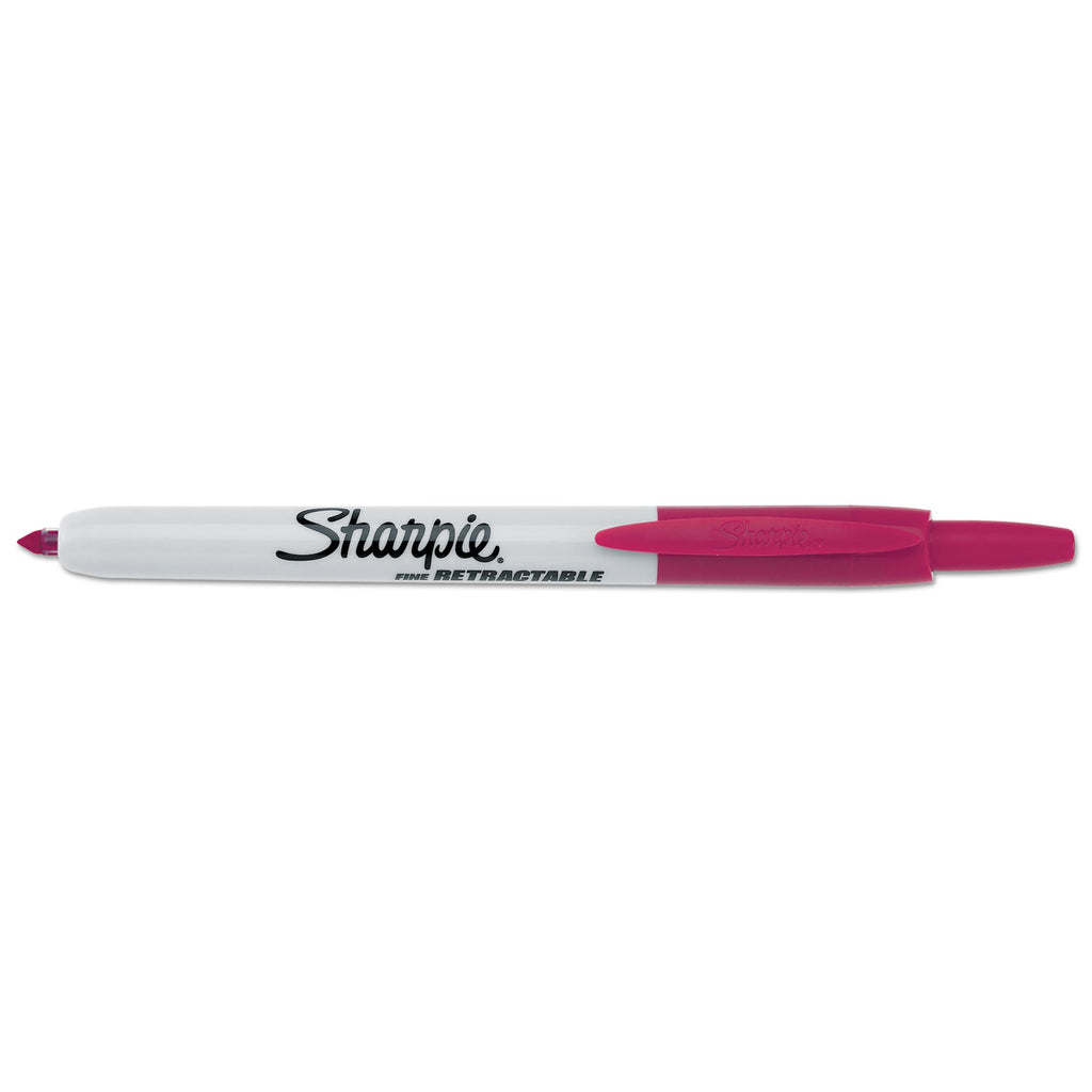 Retractable Permanent Marker, Fine Bullet Tip, Assorted Colors, 8/Set