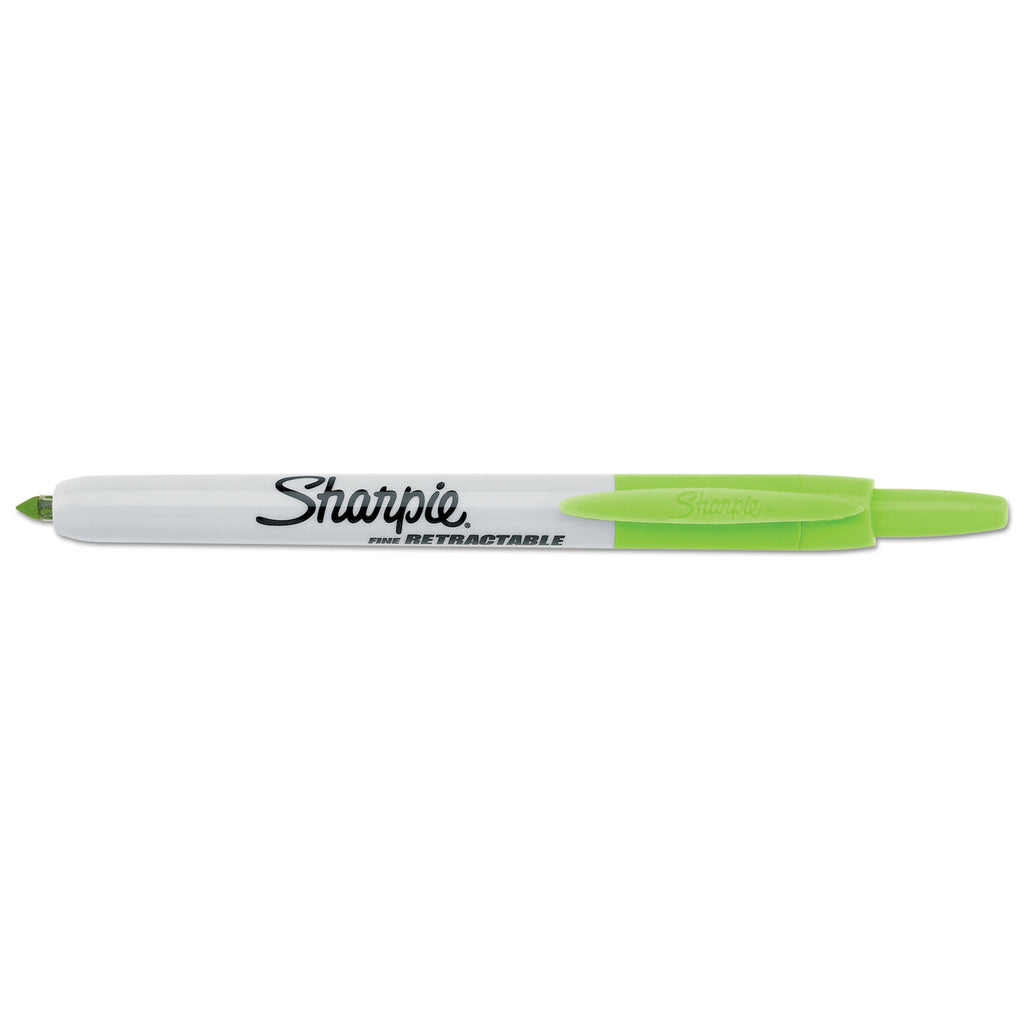 Retractable Permanent Marker, Fine Bullet Tip, Assorted Colors, 8/Set