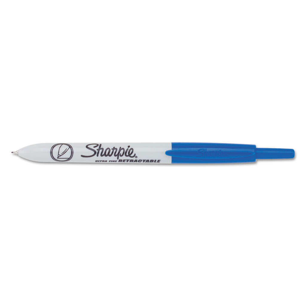 Retractable Permanent Marker, Extra-Fine Needle Tip, Blue - 