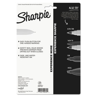 Retractable Permanent Marker, Extra-Fine Needle Tip, Assorted Colors, 8/Set