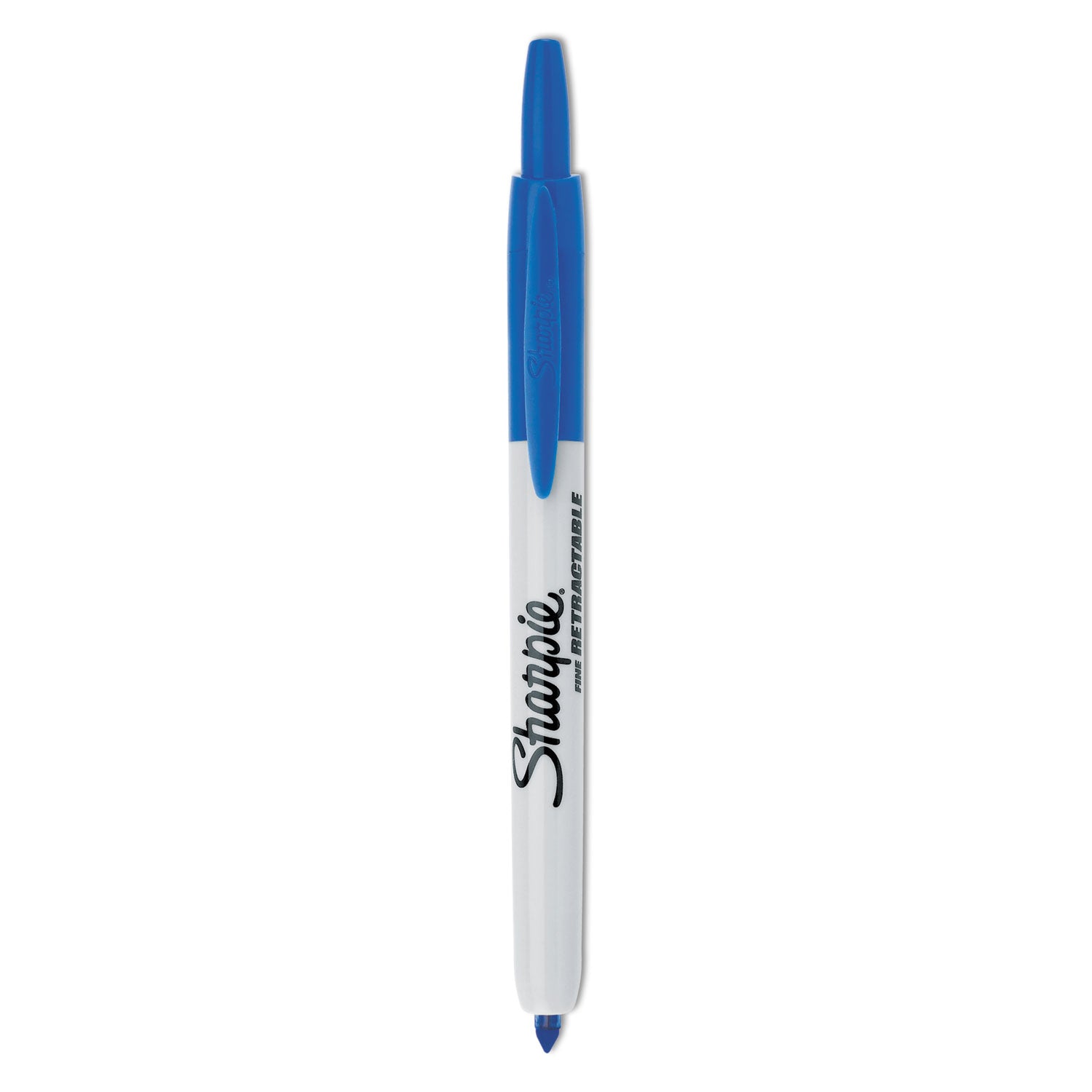 Retractable Permanent Marker, Fine Bullet Tip, Blue - 