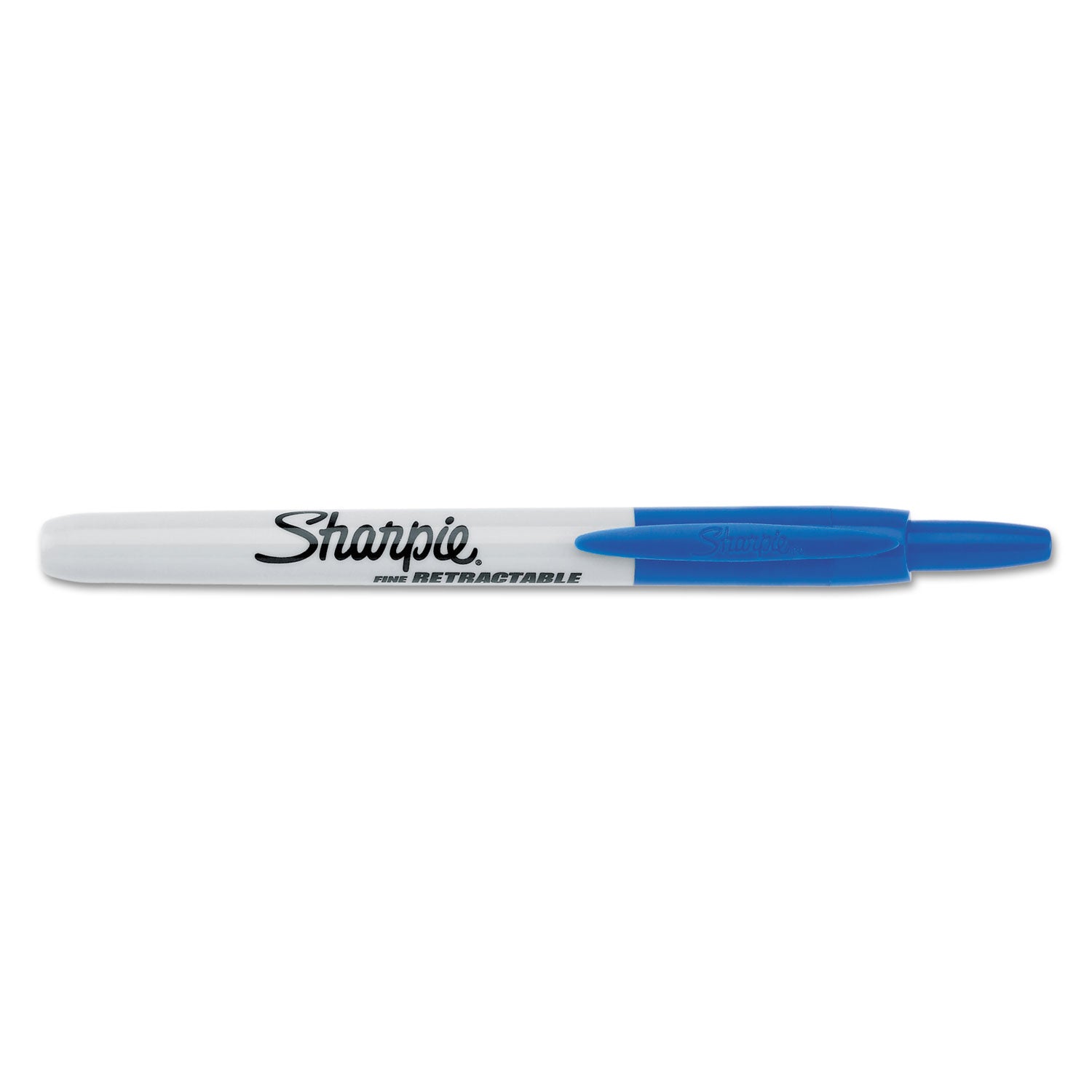 Retractable Permanent Marker, Fine Bullet Tip, Blue - 