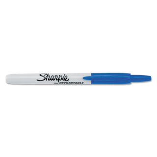 Retractable Permanent Marker, Fine Bullet Tip, Blue - 