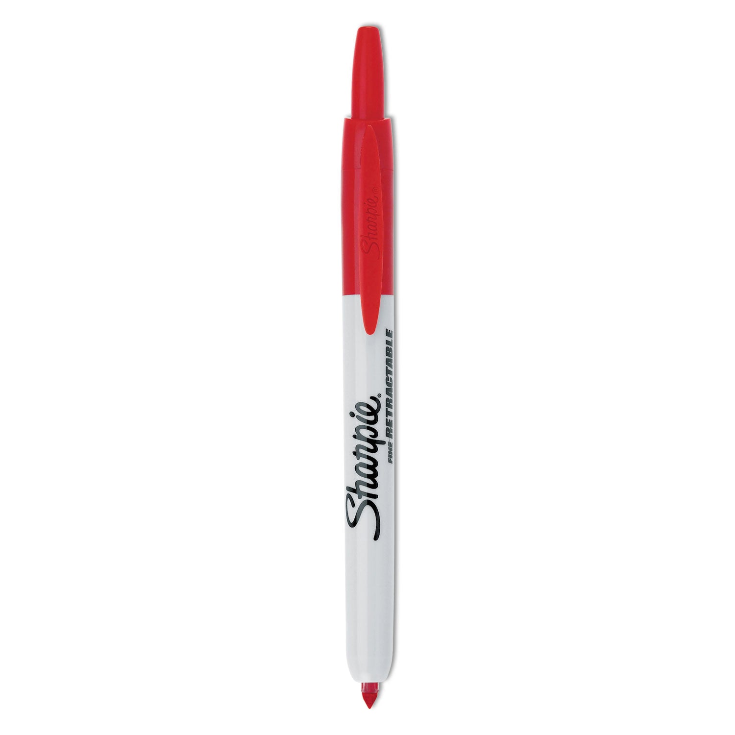 Retractable Permanent Marker, Fine Bullet Tip, Red - 